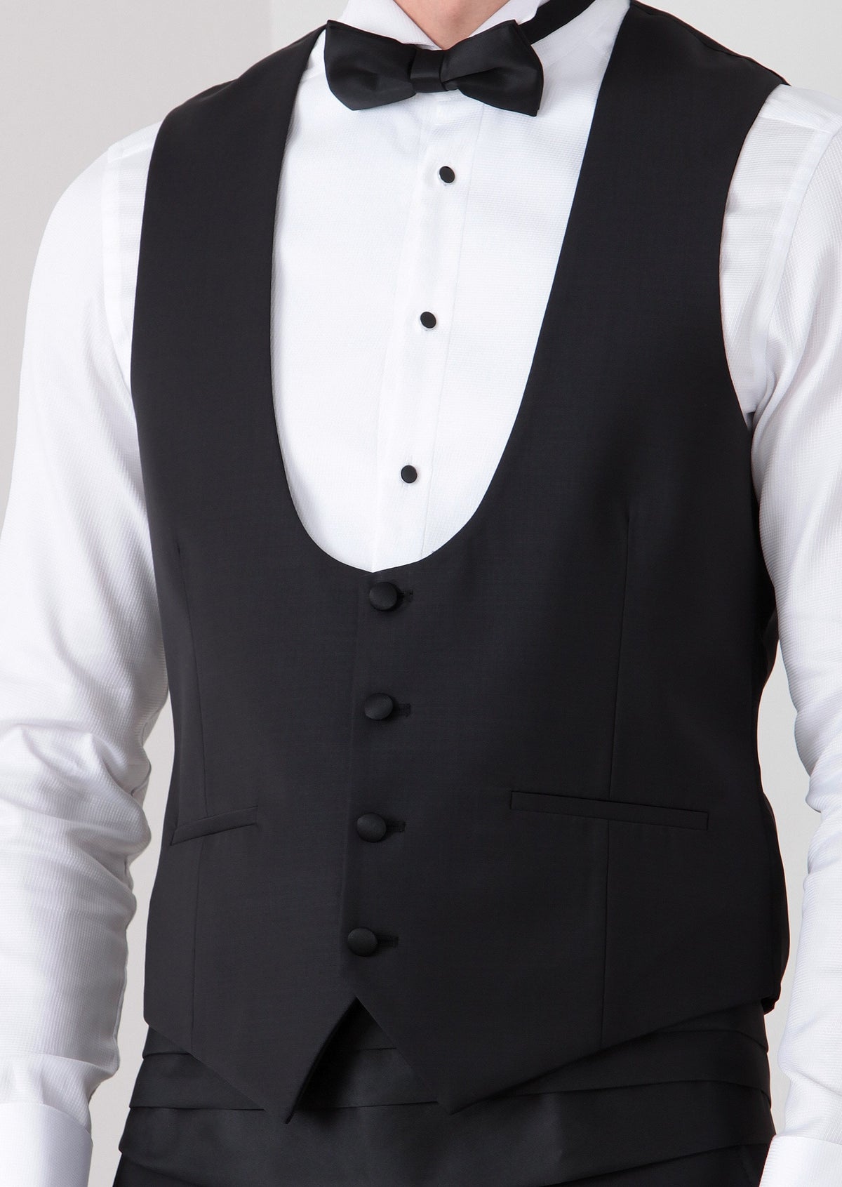 Siyah Slim Fit Kelebek Yaka Klasik Yelek