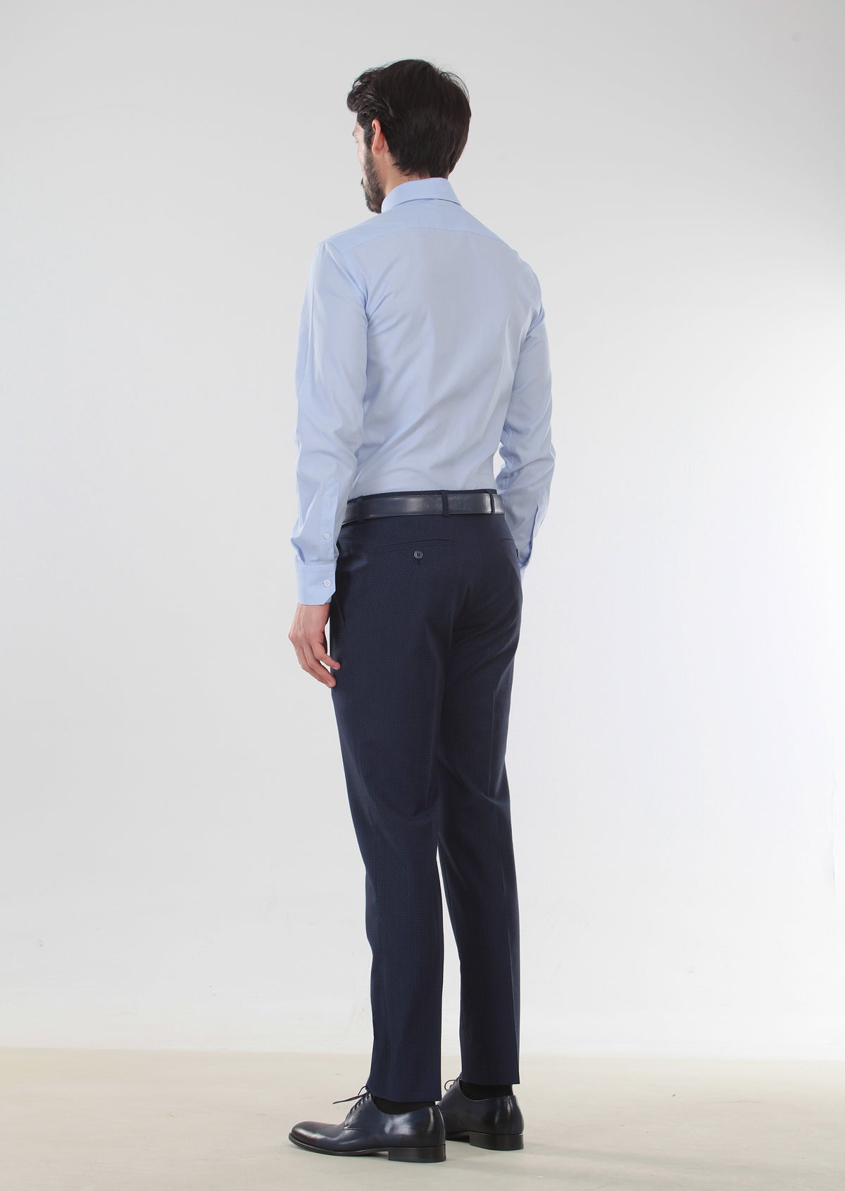 Mavi Desenli Slim Fit Uzun Dokuma Klasik %100 Pamuk Gömlek