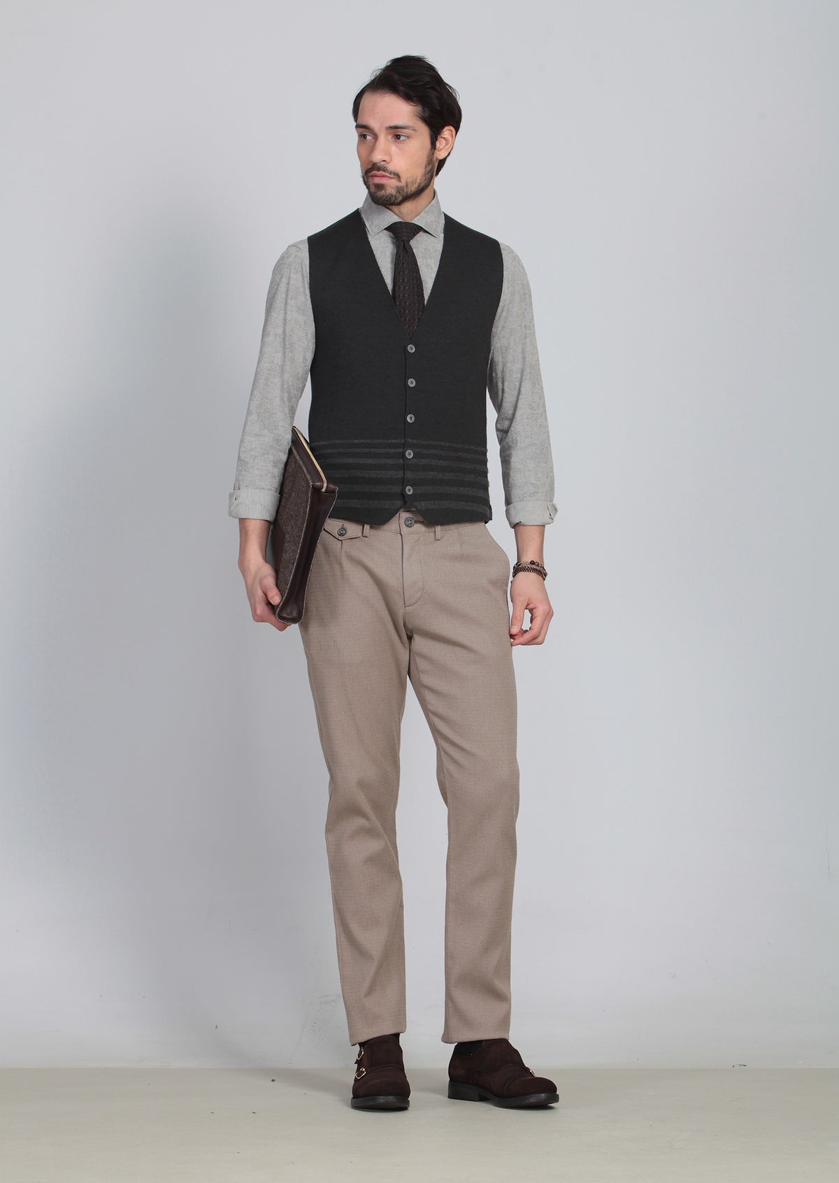 Antrasit Regular Fit Casual Örme Triko Yelek