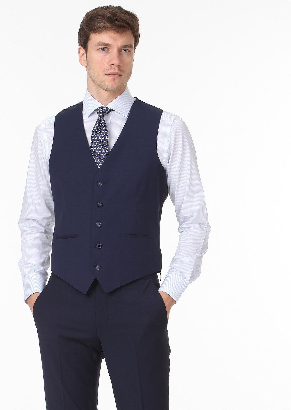 Saks Slim Fit Kelebek Yaka Klasik Yelek
