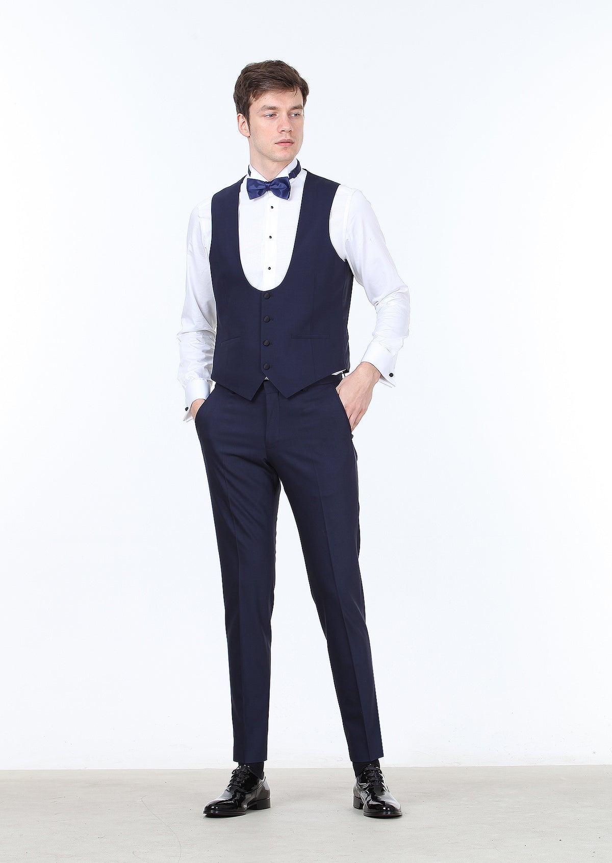 Saks Slim Fit Kelebek Yaka Klasik Yelek
