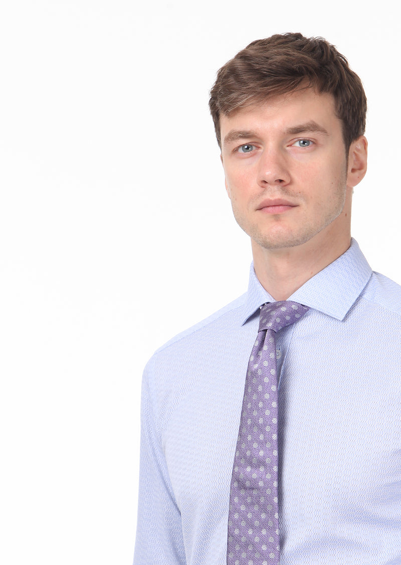 Mavi Desenli Slim Fit Uzun Dokuma Klasik %100 Pamuk Gömlek