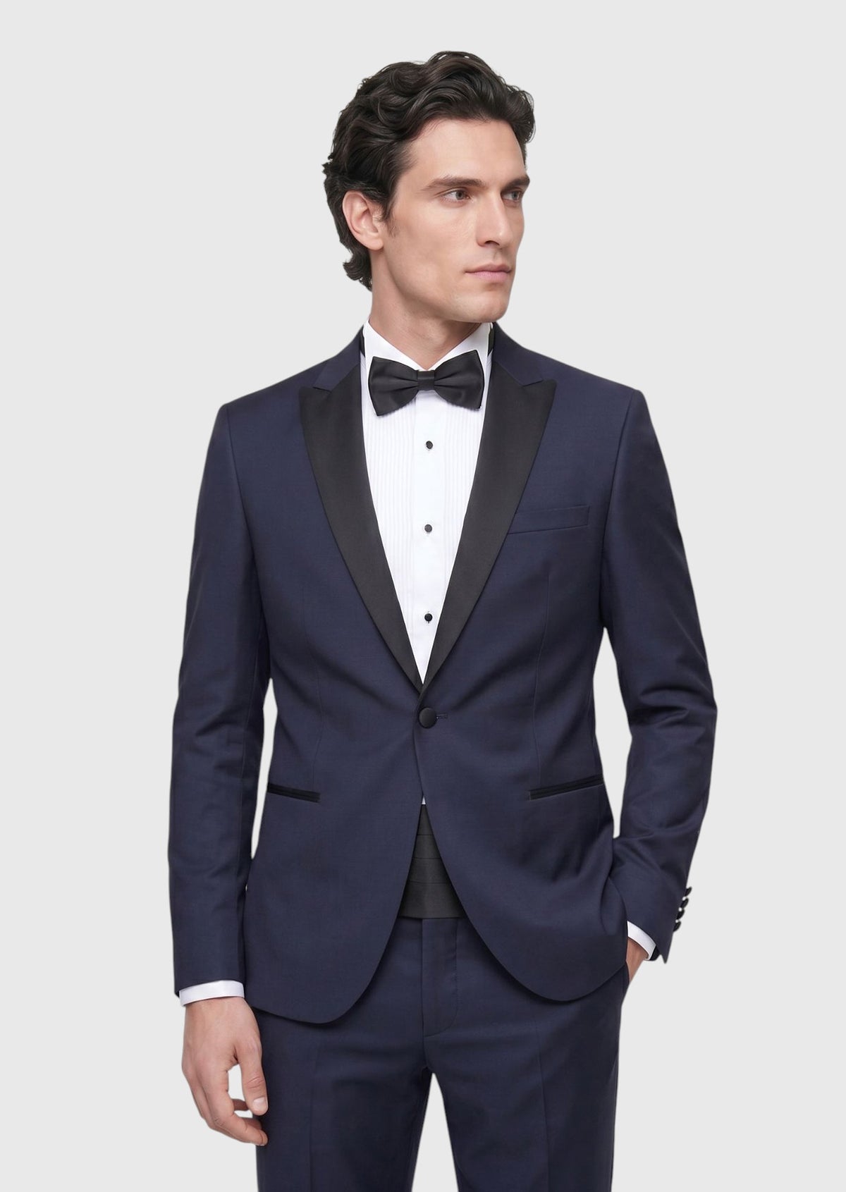 Saks Düz Slim Fit Kelebek Yaka Dokuma Smokin Takım Elbise