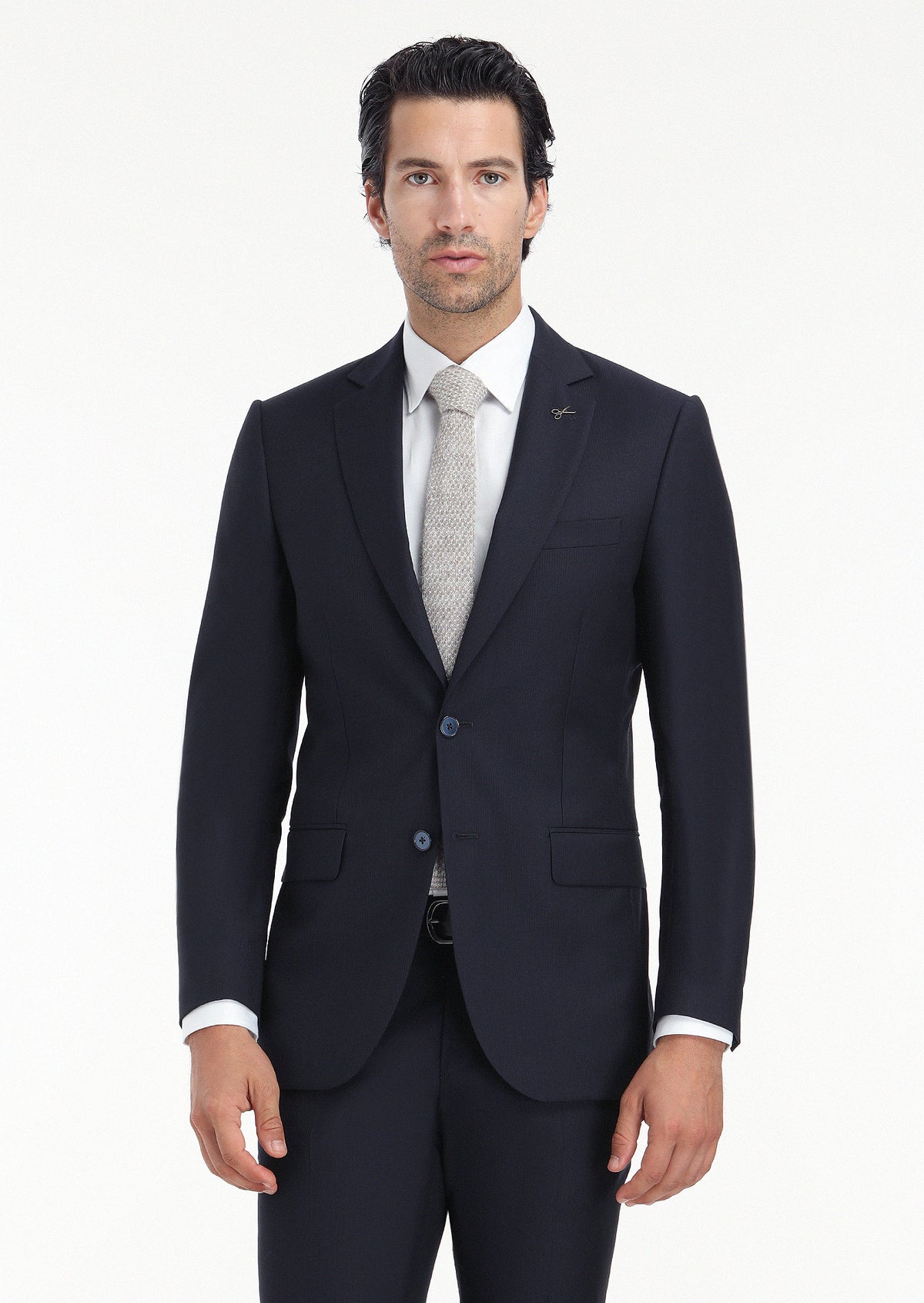 Lacivert Çizgili Thin&taller Slim Fit %100 Yün Takım Elbise