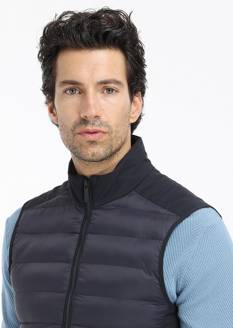 Lacivert Regular Fit Dik Yaka Casual Dokuma Spor Yelek