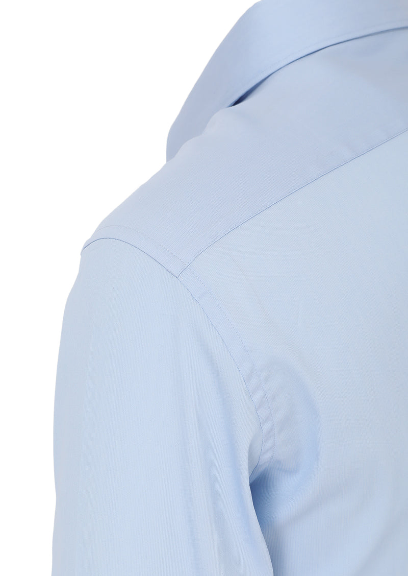 Mavi Slim Fit Uzun Dokuma Klasik Pamuk Karışımlı Gömlek