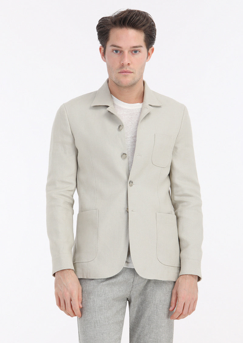 Bej Mikro Shirt Shoulder Slim Fit %100 Keten Ceket