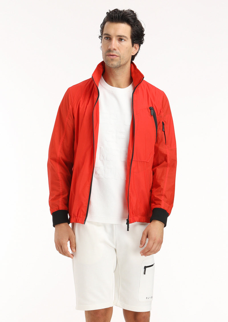 Turuncu Regular Fit Dik Yaka Denim Dokuma Mont