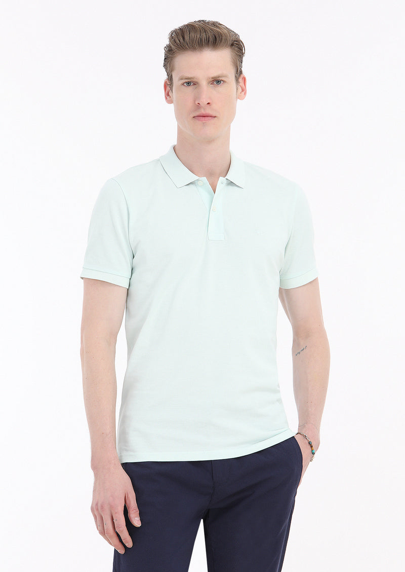 Mint Baskılı Polo Yaka %100 Pamuk T-Shirt