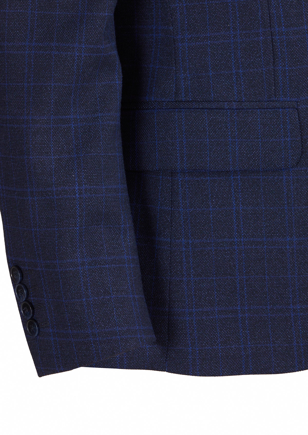 Lacivert Kareli Zeroweight Slim Fit Yün Karışımlı Takım Elbise