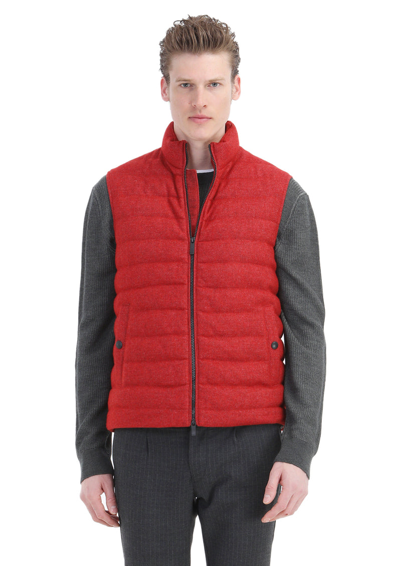 Kırmızı Regular Fit Dik Yaka Casual Dokuma Spor Yelek