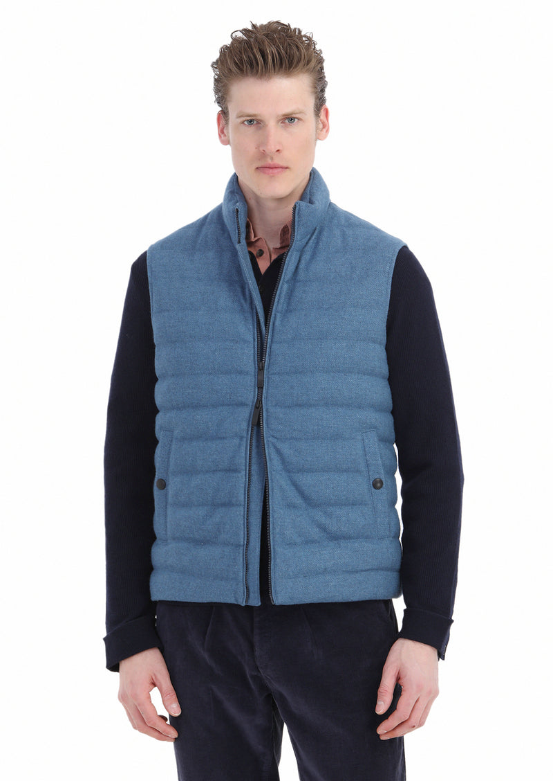 Mavi Regular Fit Dik Yaka Casual Dokuma Spor Yelek