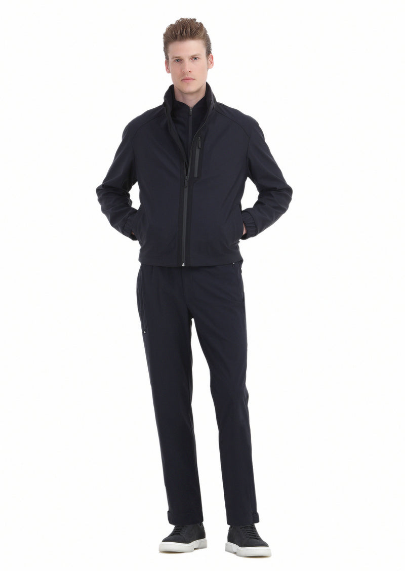 Lacivert Comfort Fit Kapüşonlu Spor Dokuma Mont