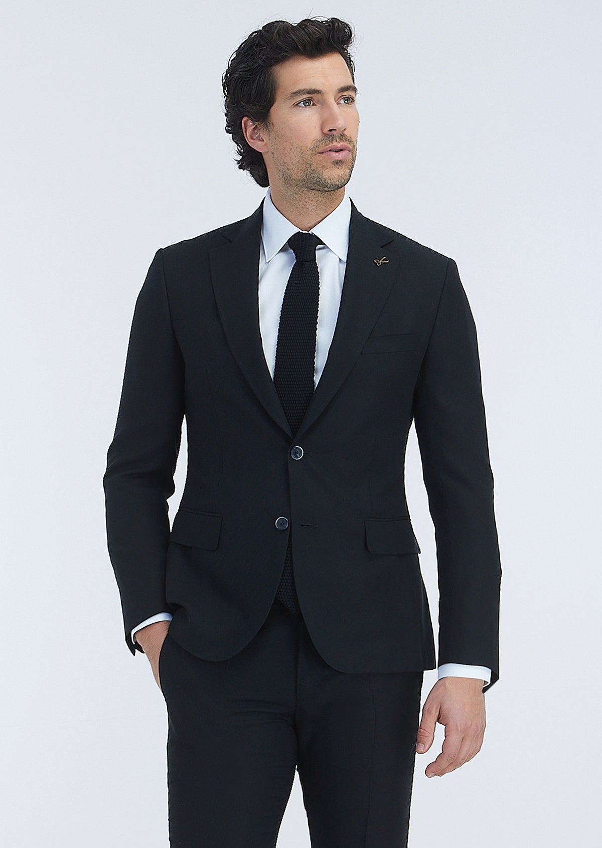 Siyah Düz Zeroweight Slim Fit Takım Elbise