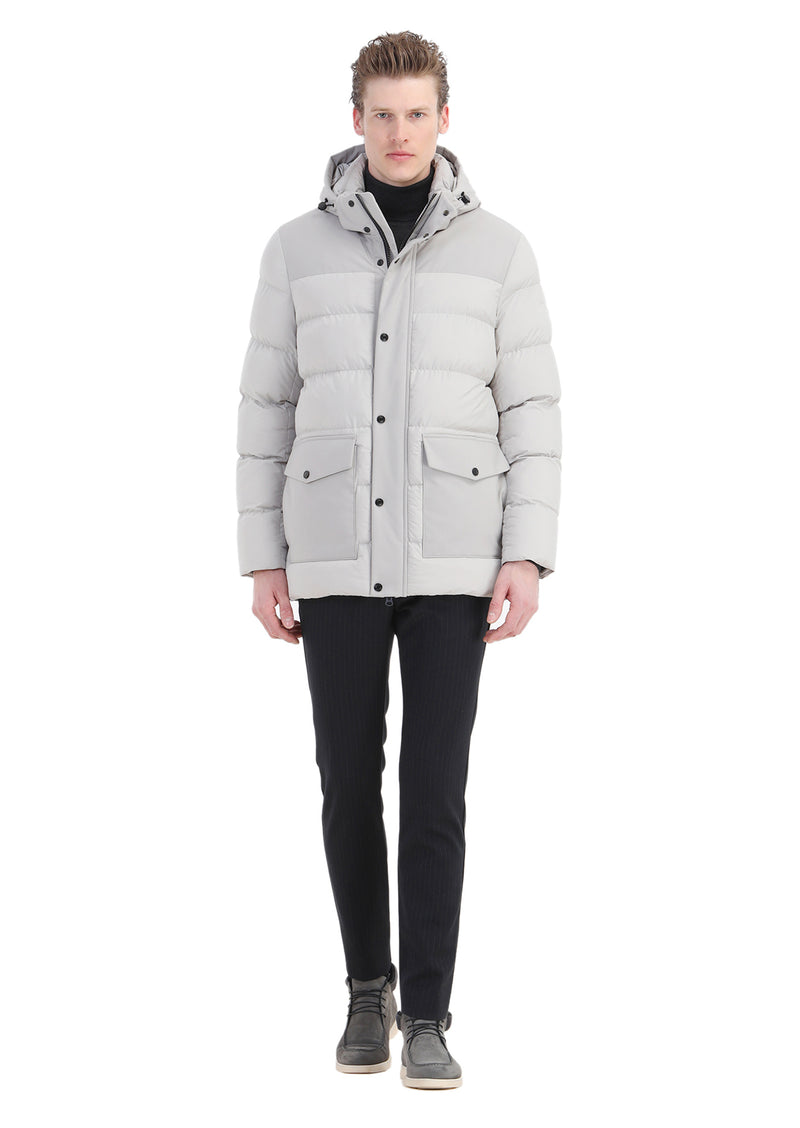 Kum Regular Fit Kapüşonlu Casual Dokuma Kaban