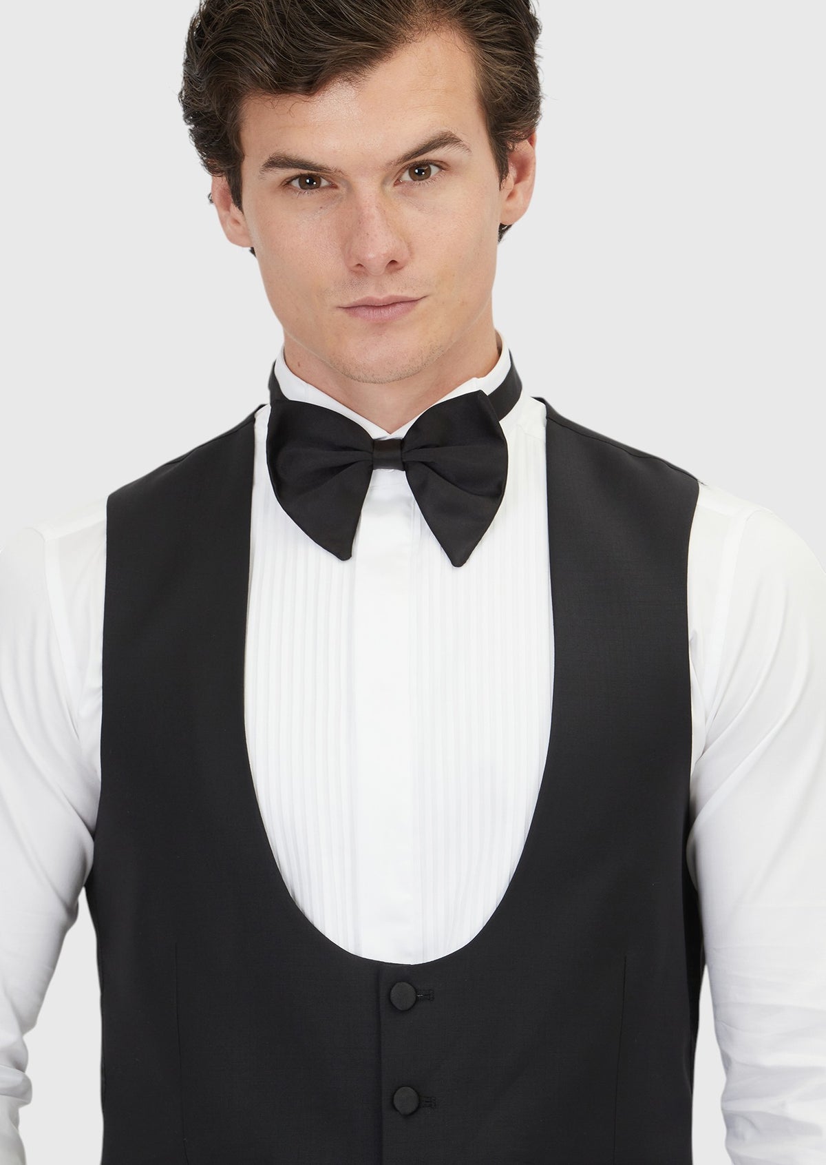 Siyah Slim Fit Kelebek Yaka Klasik Yelek