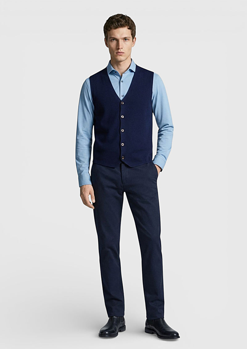 Lacivert Regular Fit V Yaka Casual Örme Triko Yelek