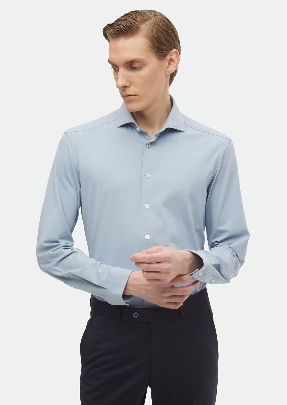 Mavi Düz Regular Fit Uzun Casual Pamuk Karışımlı Gömlek