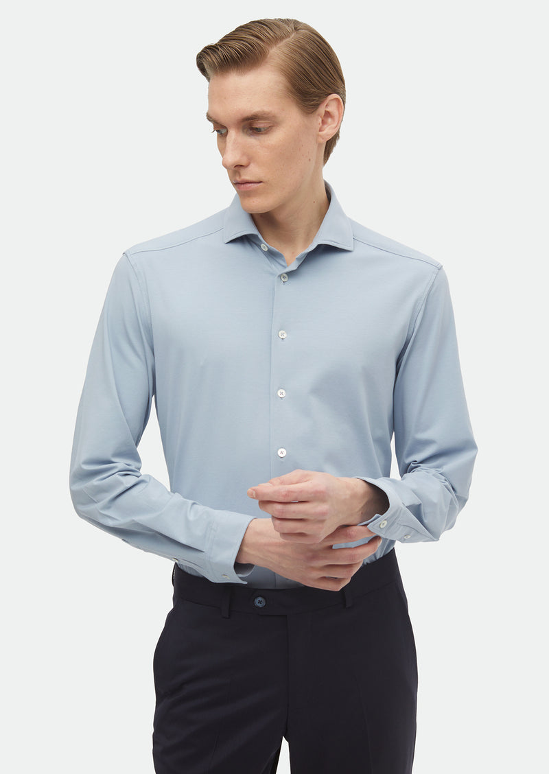 Mavi Düz Regular Fit Uzun Casual Pamuk Karışımlı Gömlek