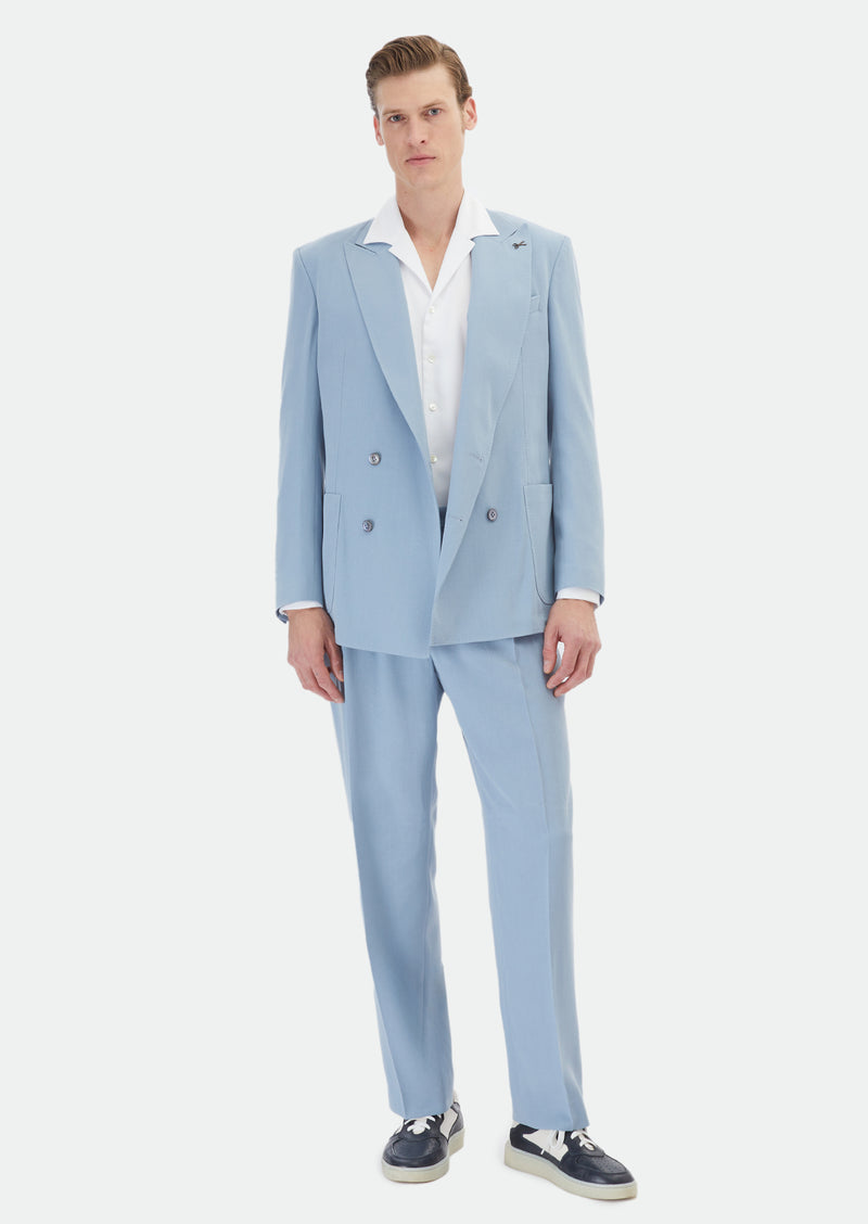 Mavi Düz Zeroweight Slim Fit Takım Elbise