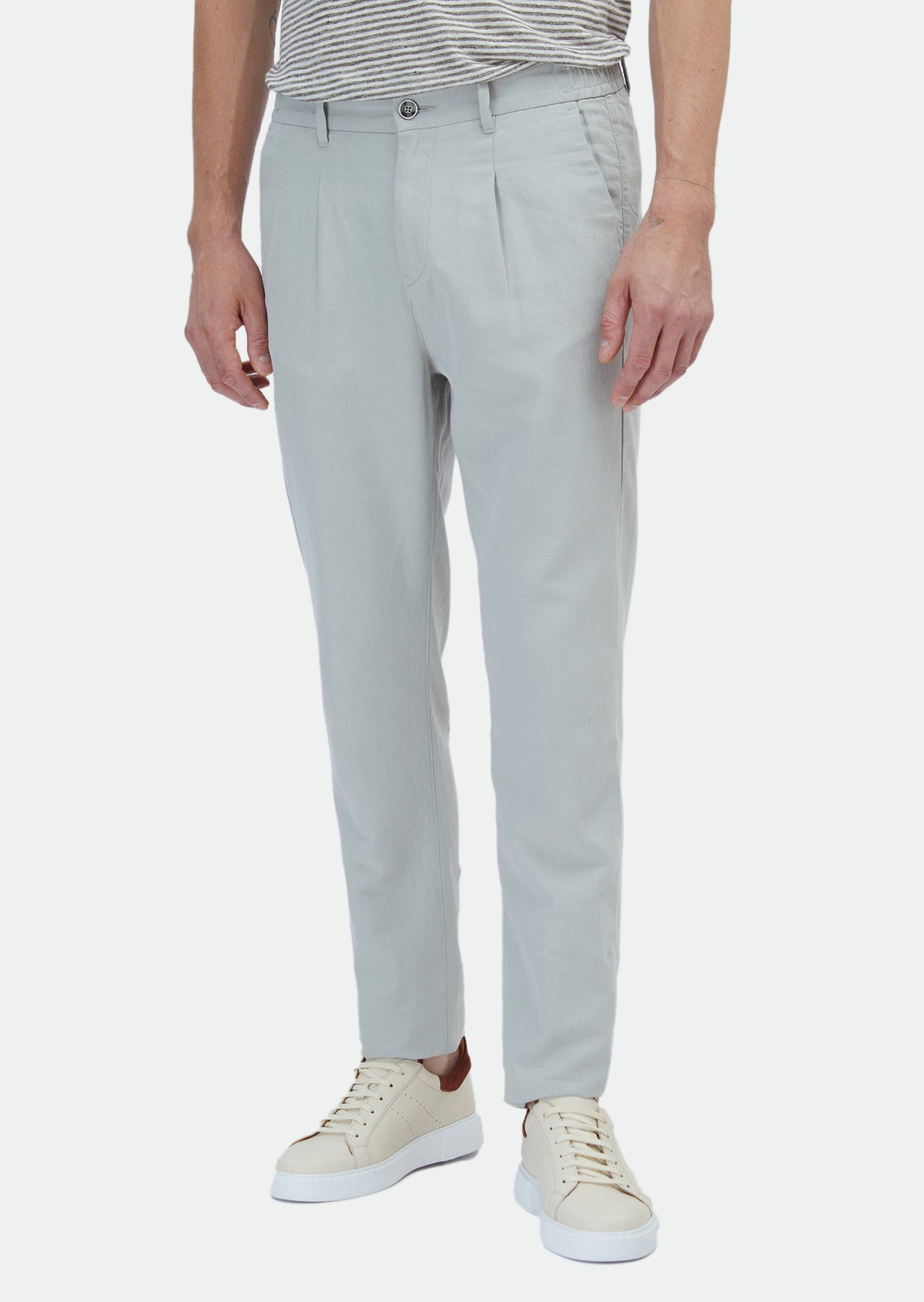 Gri Desenli Dokuma Jogging Fit Casual Pamuk Karışımlı Pantolon