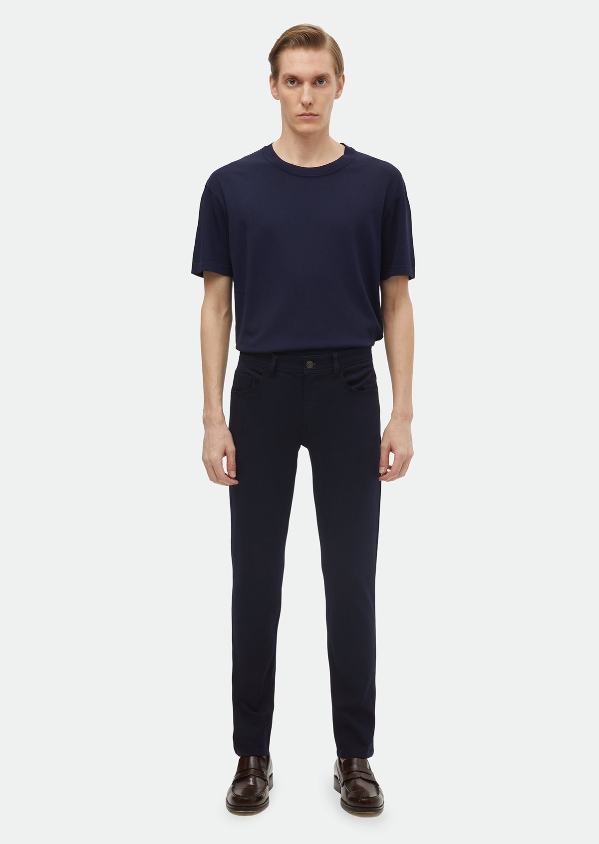 Lacivert Düz Örme Slim Fit Casual Pantolon