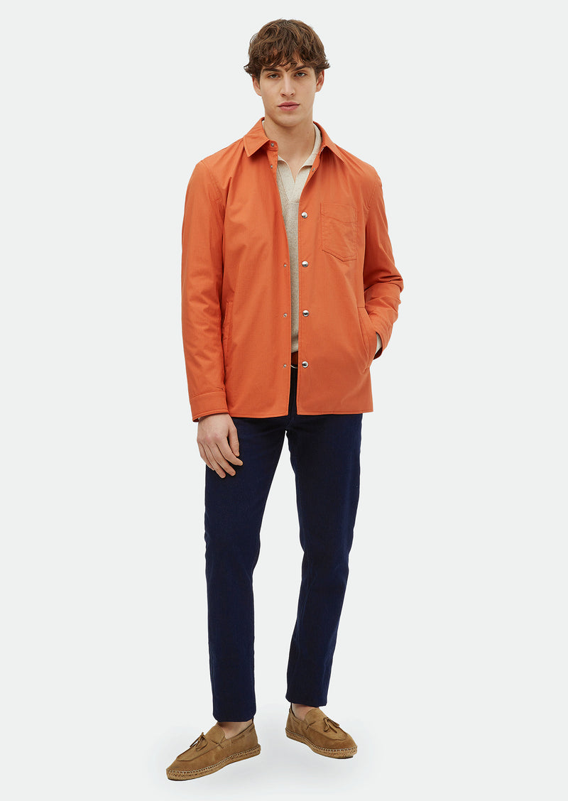 Turuncu Regular Fit Gömlek Yaka Casual Dokuma Mont