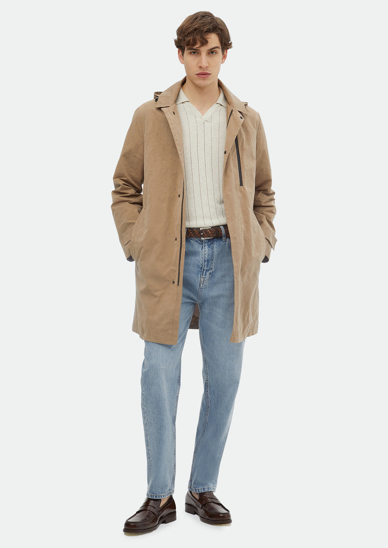 Deve Tüyü Regular Fit Gömlek Yaka Casual Dokuma Pardösü