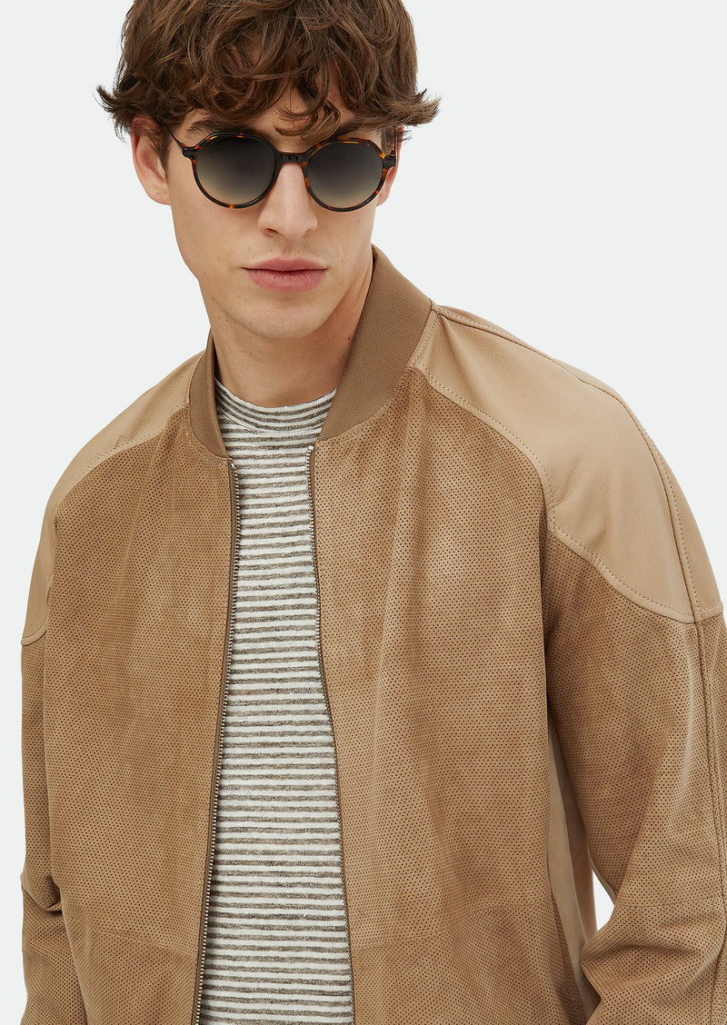 Vizon Regular Fit Dik Yaka Casual Süet Deri Mont