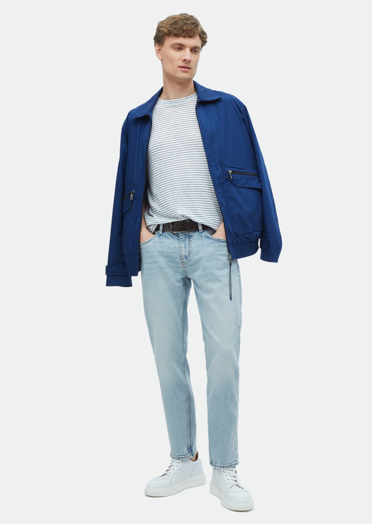 Mavi Düz Regular Fit Denim Pamuk Karışımlı Pantolon