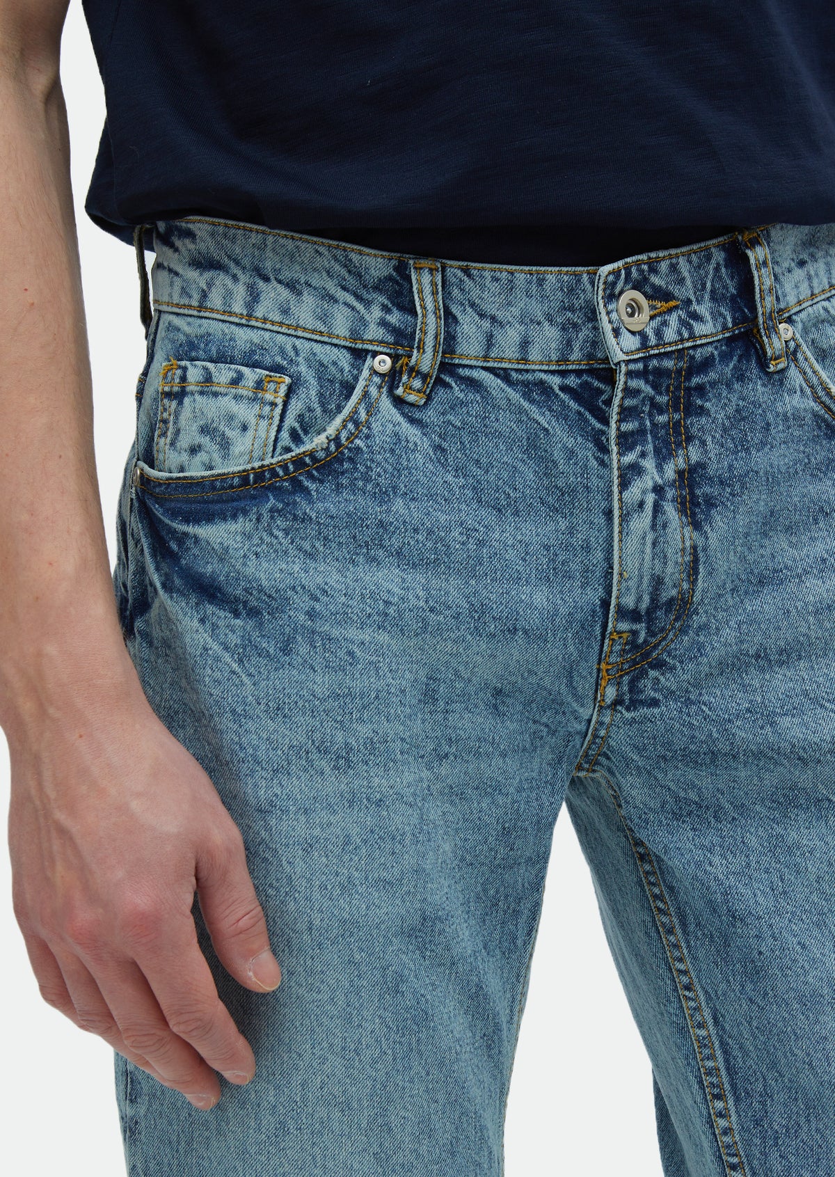 İndigo Düz Regular Fit Denim %100 Pamuk Pantolon