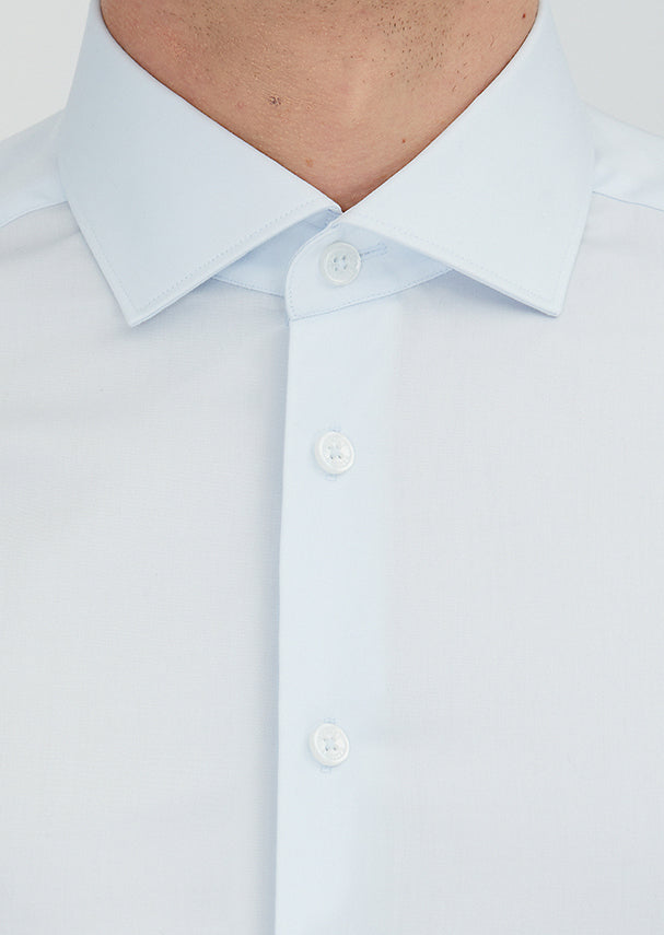 Açık Mavi Düz Slim Fit Uzun Dokuma Klasik %100 Pamuk Gömlek
