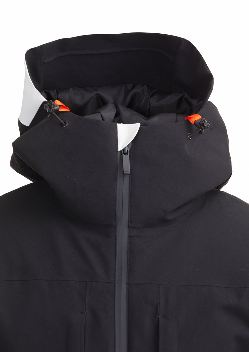 Siyah Regular Fit Kapüşonlu Casual Dokuma Kaban