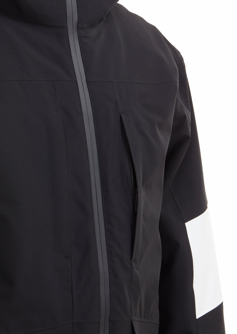 Siyah Regular Fit Kapüşonlu Casual Dokuma Kaban