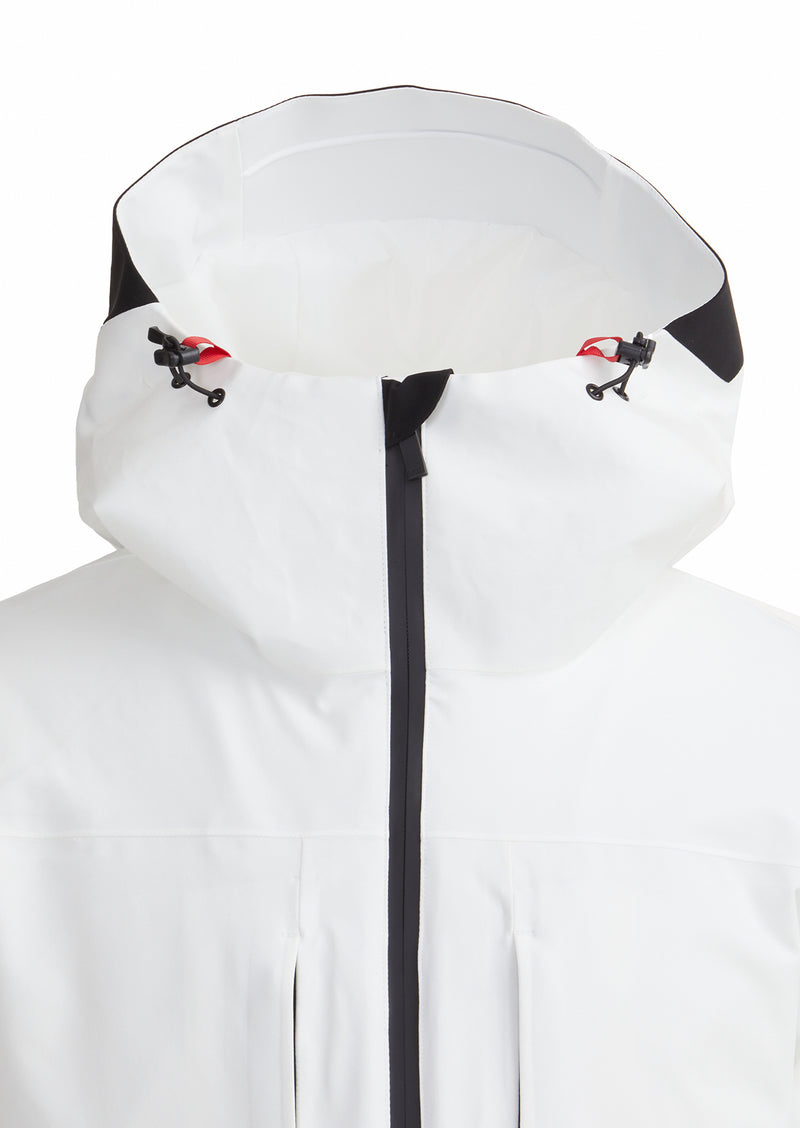 Beyaz Regular Fit Kapüşonlu Casual Dokuma Kaban