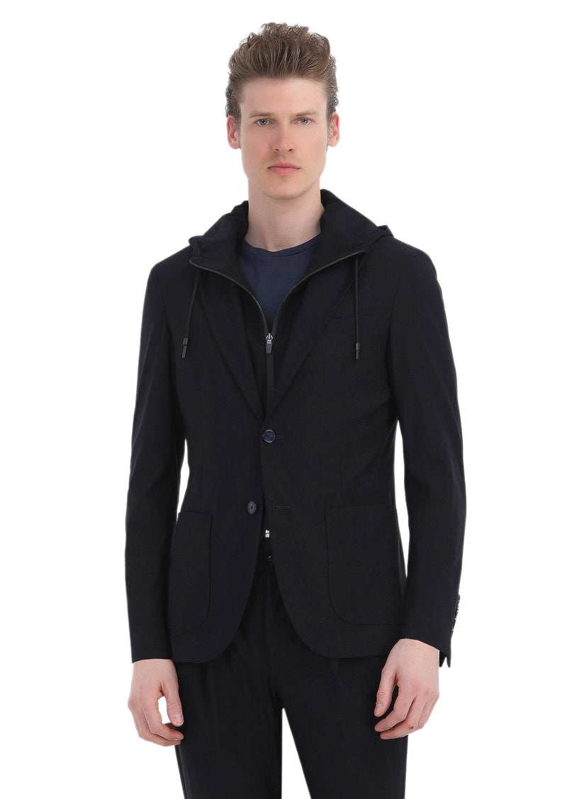 Siyah Mikro Comfort Fit Örme Takım Elbise