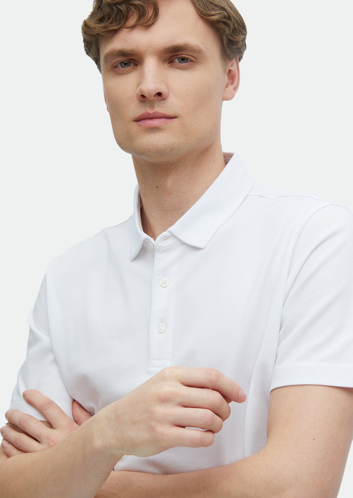Beyaz Düz Polo Yaka %100 Pamuk T-Shirt