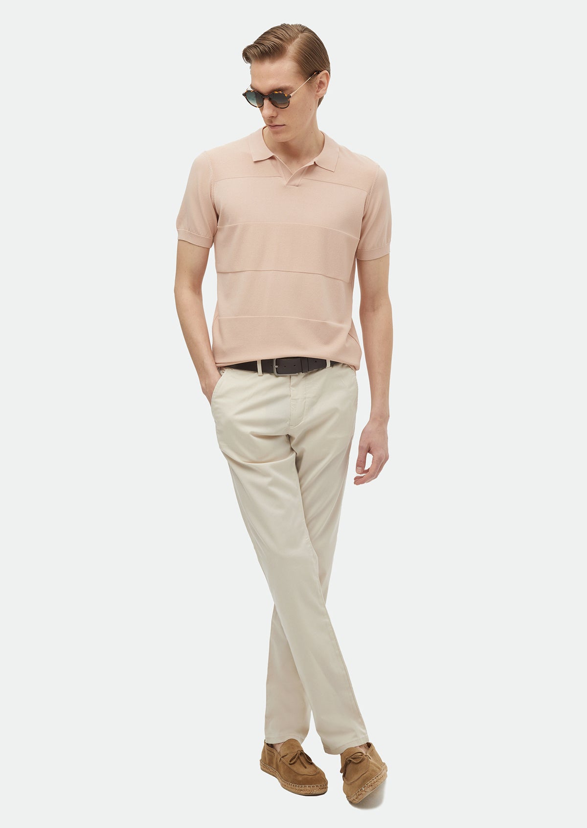 Pembe Polo Yaka Jakarlı Triko
