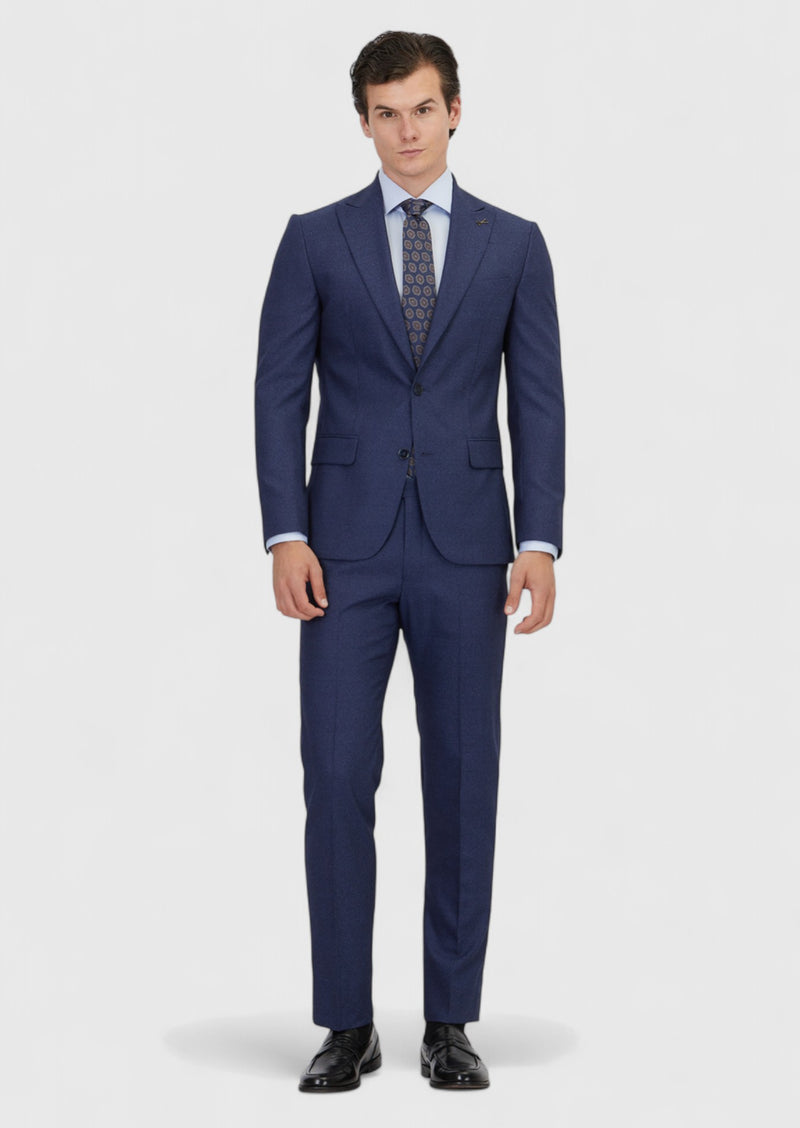 Açık Lacivert Desenli Zeroweight Slim Fit %100 Yün Takım Elbise