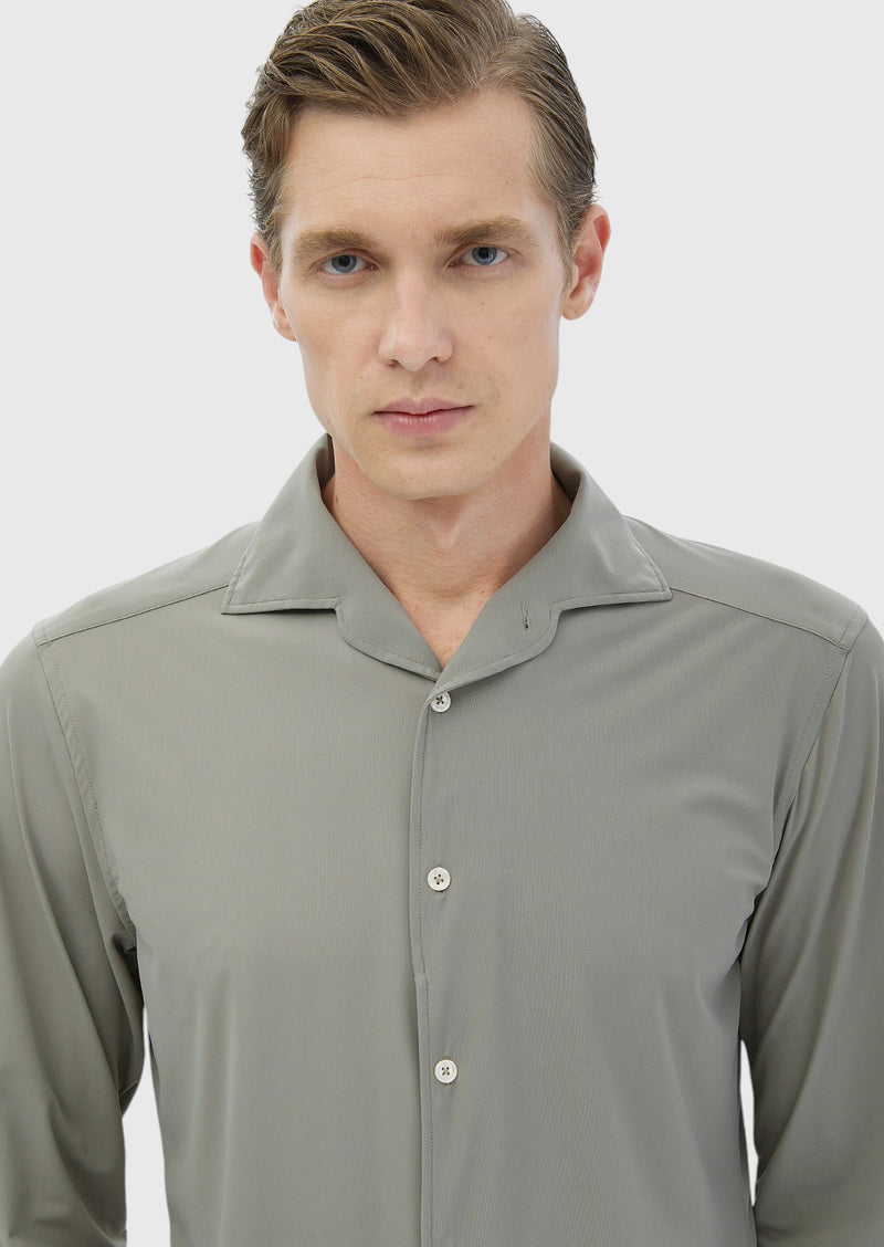 Açık Yeşil Düz Casual Fit Uzun Casual Gömlek