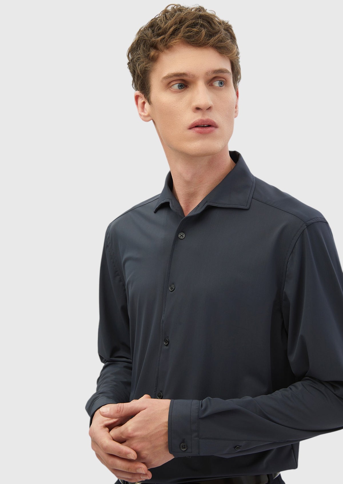 Gri Düz Casual Fit Uzun Casual Gömlek