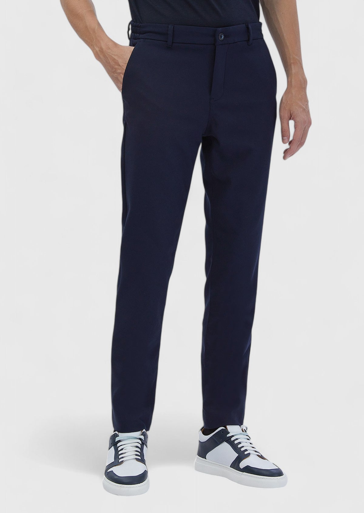 Lacivert Düz Dokuma Jogging Fit Casual Pamuk Karışımlı Pantolon