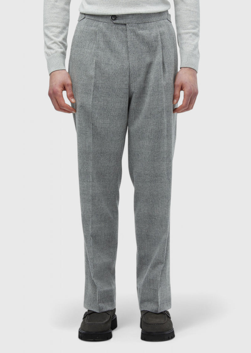 Açık Gri Desenli Dokuma Loose Fit Casual Yün Karışımlı Pantolon
