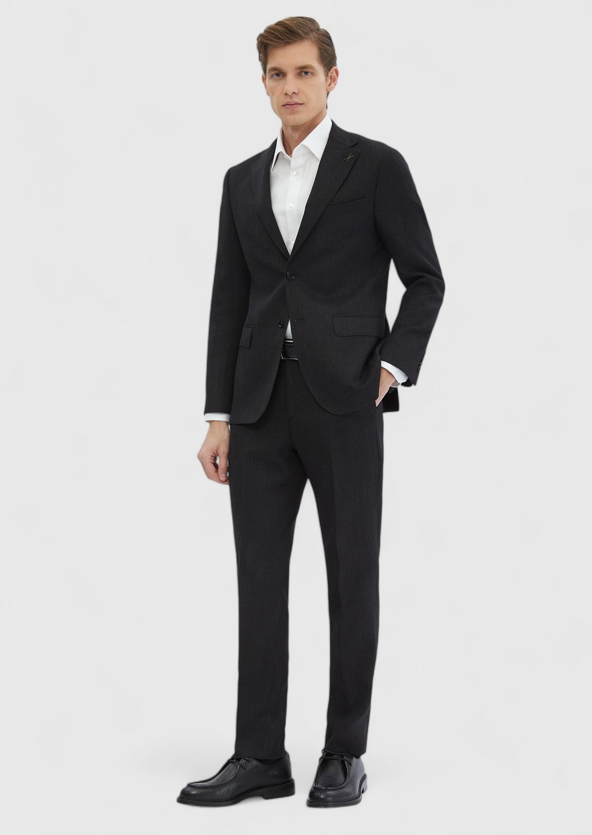 Lacivert Düz Zeroweight Slim Fit %100 Yün Takım Elbise