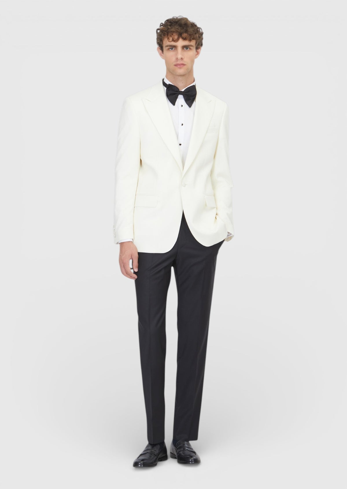 Ekru Düz Thin&taller Slim Fit Şal Yaka Dokuma Smokin Takım Elbise