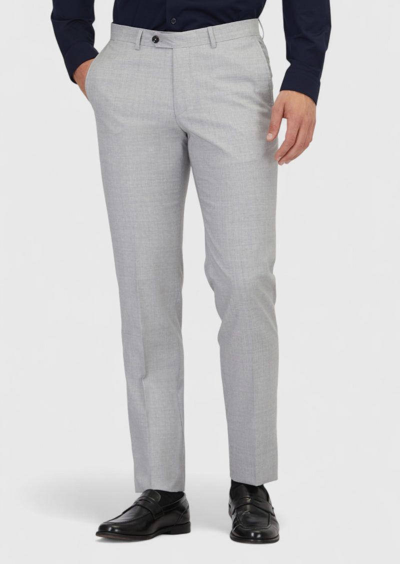 Gri Düz Dokuma Regular Fit Klasik %100 Yün Pantolon