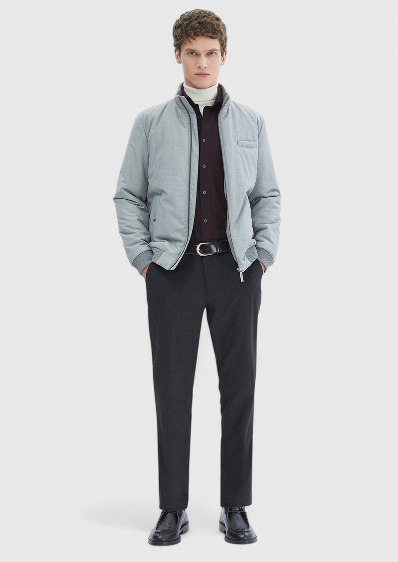 Gri Regular Fit Dik Yaka Casual Dokuma Mont