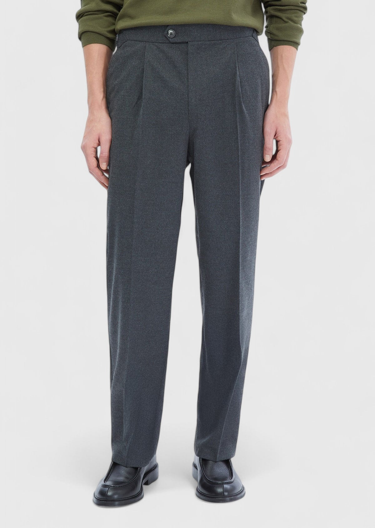 Antrasit Düz Dokuma Loose Fit Casual Pantolon