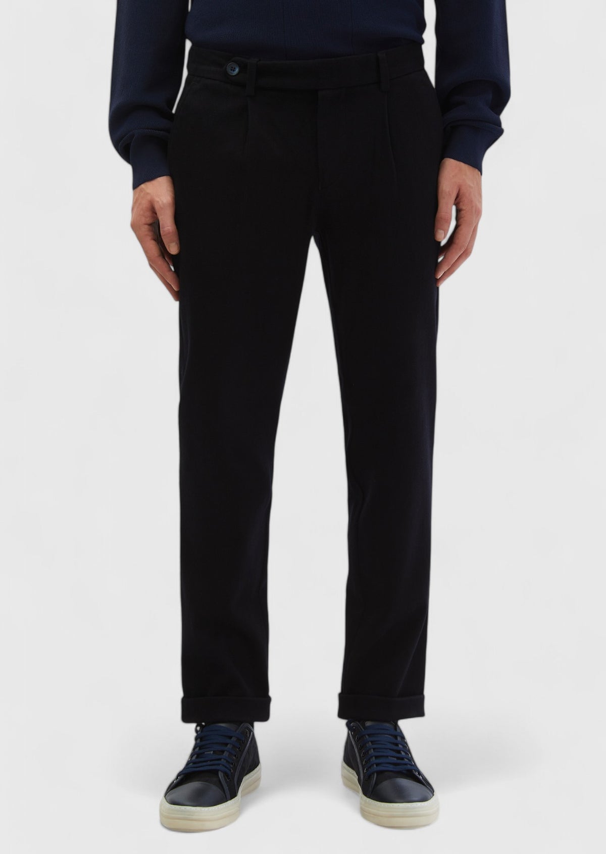 Lacivert Düz Dokuma Regular Fit Casual %100 Pamuk Pantolon