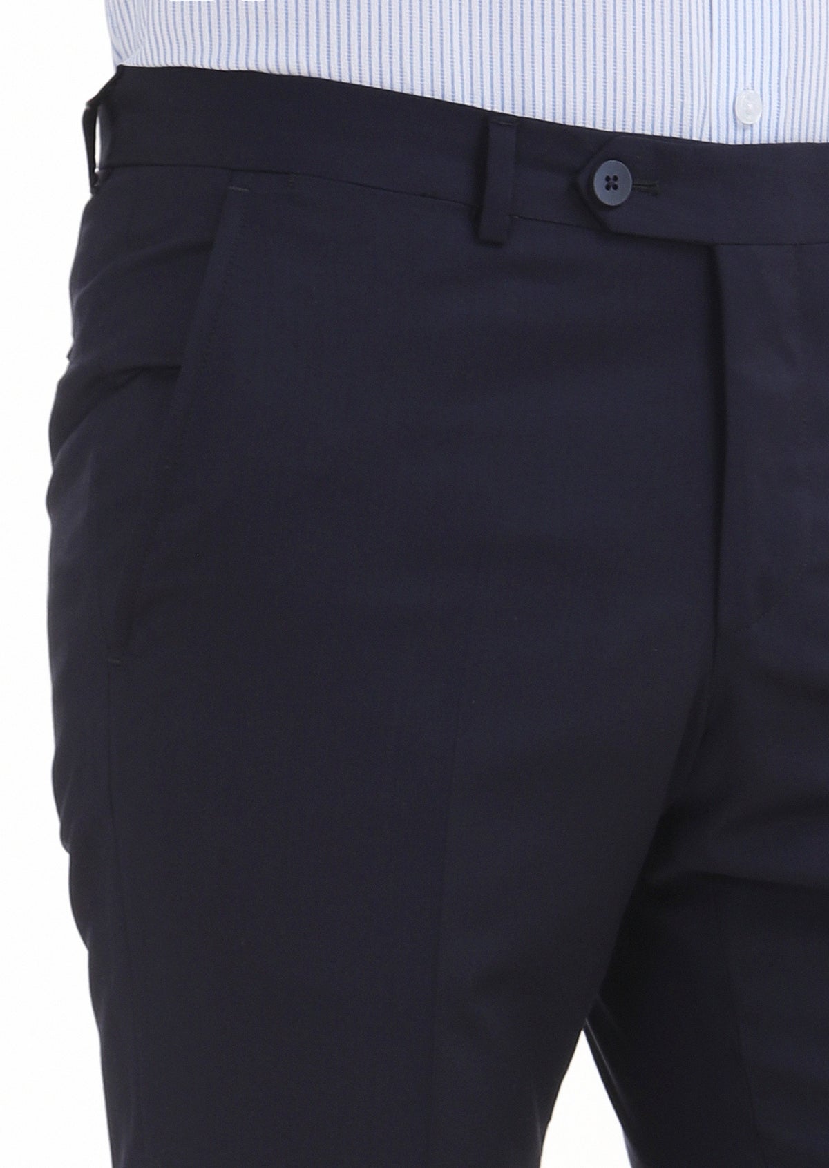 Lacivert Düz Kumaş Slim Fit Klasik %100 Yün Pantolon